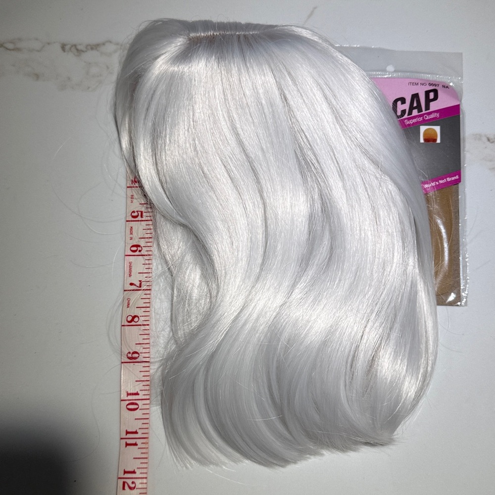 HAIR, 12” Bob, Center Part with Bangs,White - Picture 10 of 10